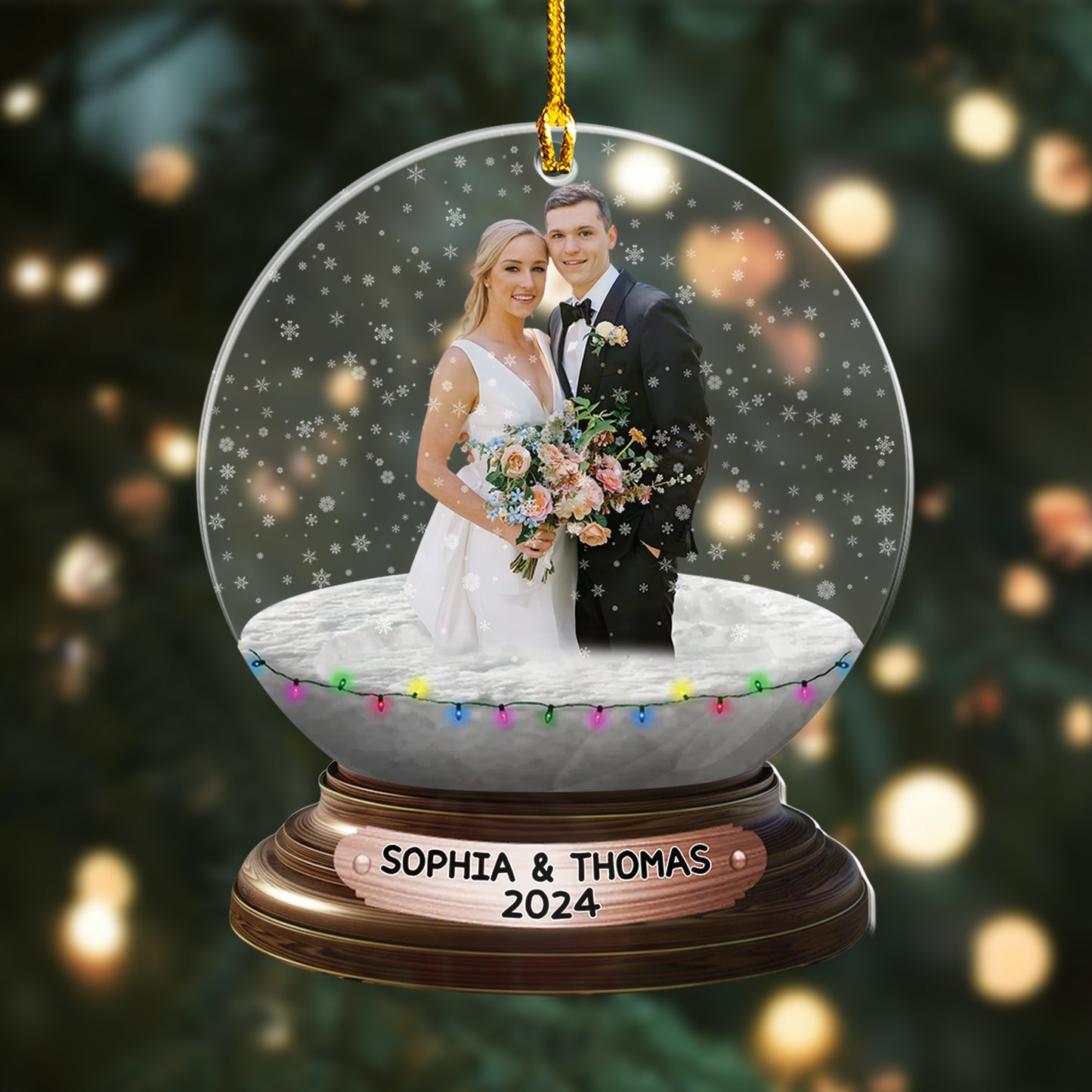 Custom Wedding Photo Snowball Ornament