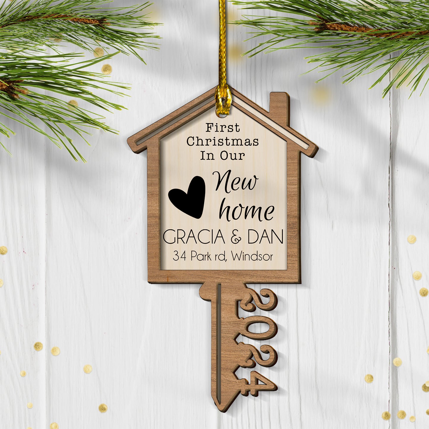 Custom New Home 2024 2-Layers Wood Ornament