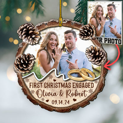 Custom Wedding Photo 2-Layers Wood Ornament