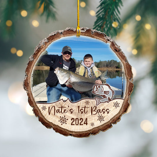 Custom Fishing Photo Wood Slice Ornament