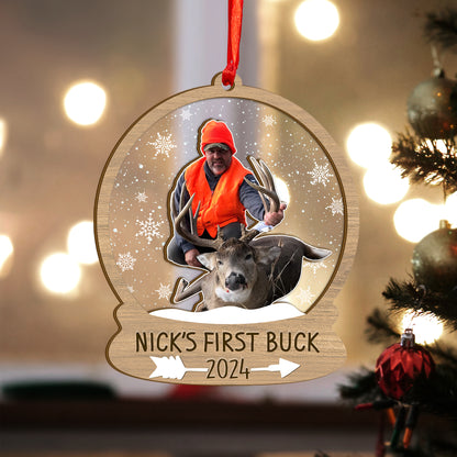 Custom Hunting Photo Snowball Wood and Acrylic Ornament