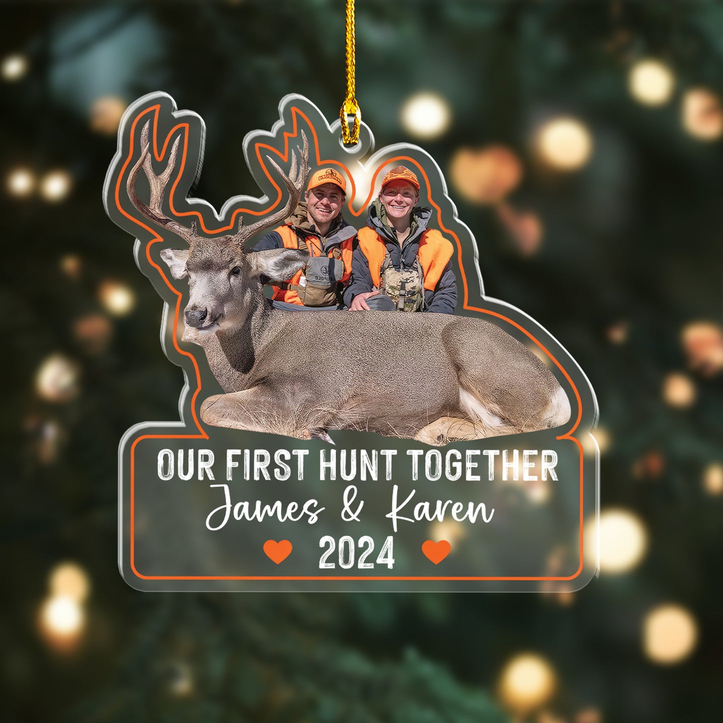 Custom Couple Hunting Photo Acrylic Ornament