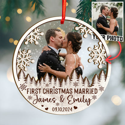 Custom Wedding Photo Wood and Acrylic Ornament