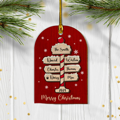 Custom Family Names 2-Layer Wood Ornament