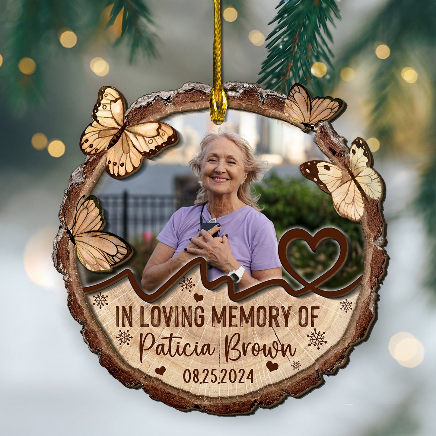 Custom Memorial Photo 2-Layer Wood Ornament