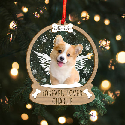 Custom Dog Memorial Photo Wood and Acrylic Ornament