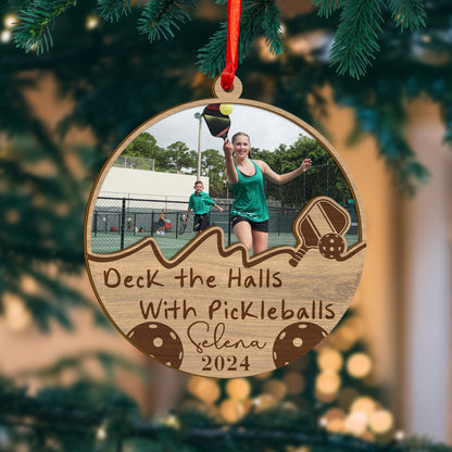 Custom Pickleball Photo Wood and Acrylic Ornament