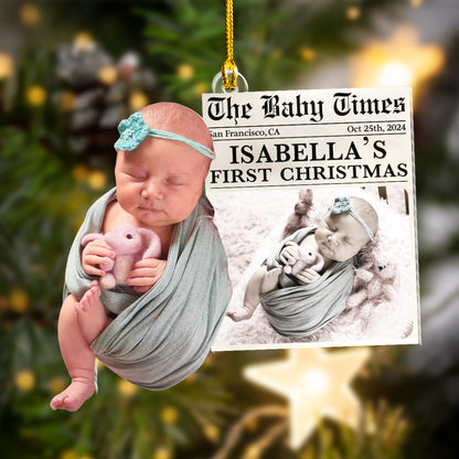 Custom Baby Photo Newspaper Ornament