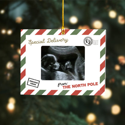 Custom Baby Ultrasound Photo Santa Letter Ornament