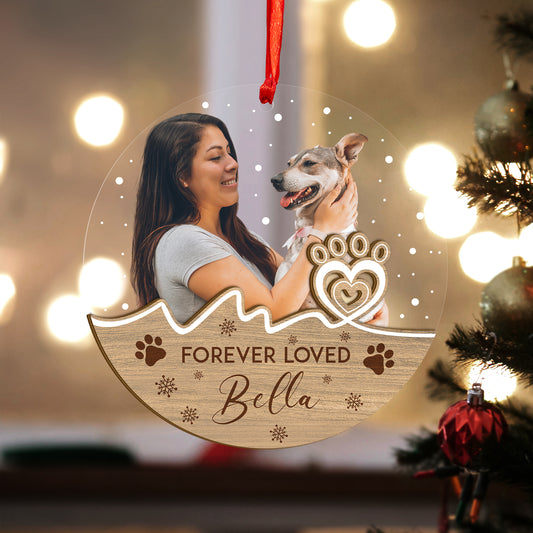 Custom Photo Memorial Dog Wood and Acrylic Ornament