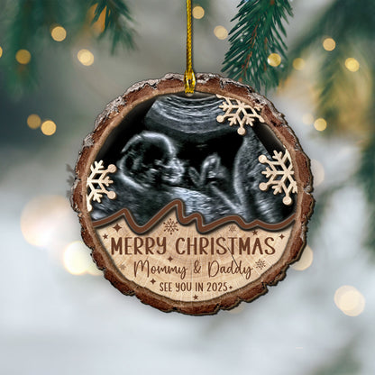 Custom Baby Ultrasound Photo 2-Layer Wood Ornament