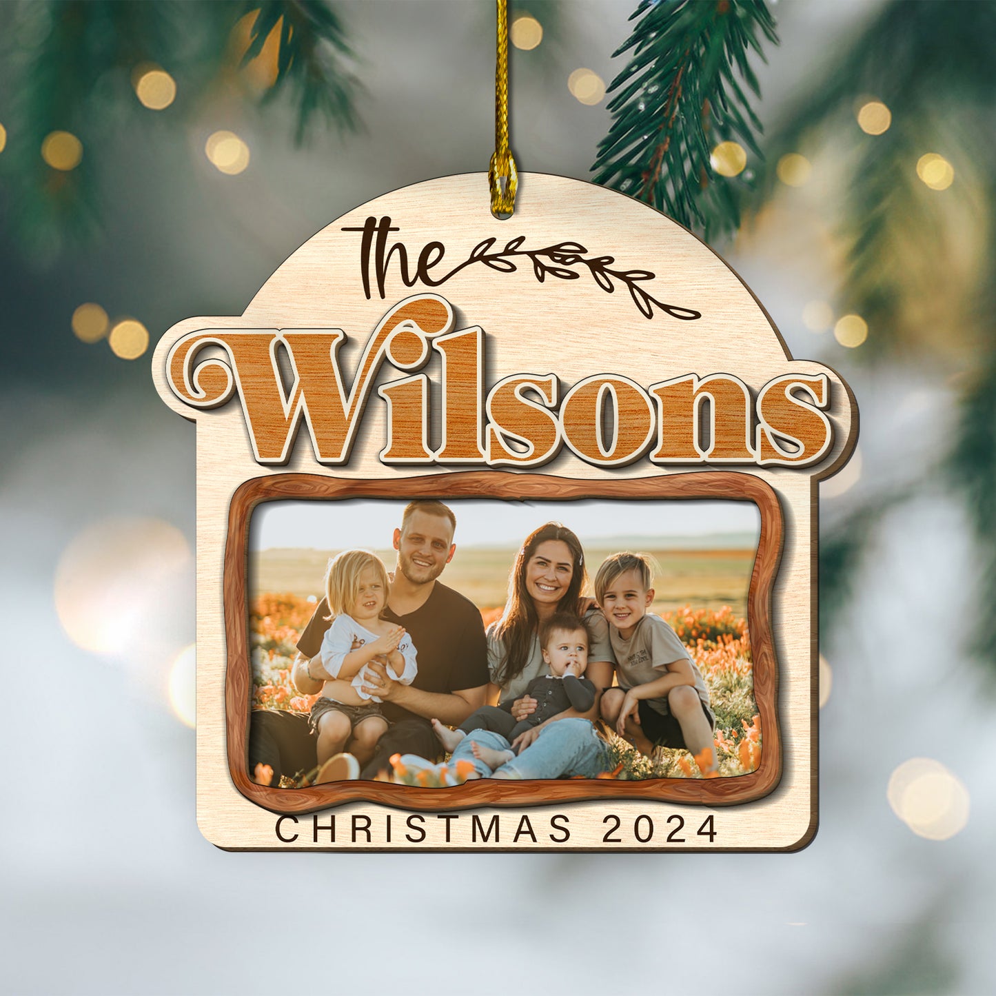 Custom Family Photo 2-Layer Wood Ornament