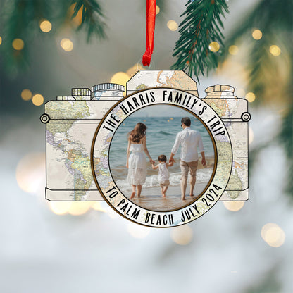 Custom Photo Travel Adventure Wood and Acrylic Ornament