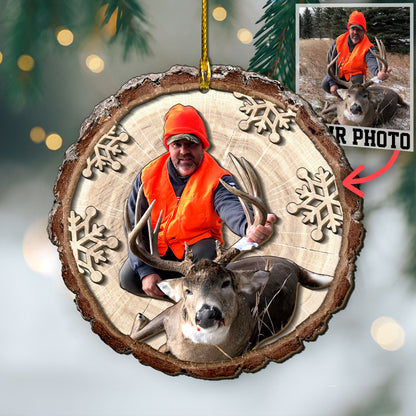 Custom Hunting Photo 2-Layer Wood Ornament