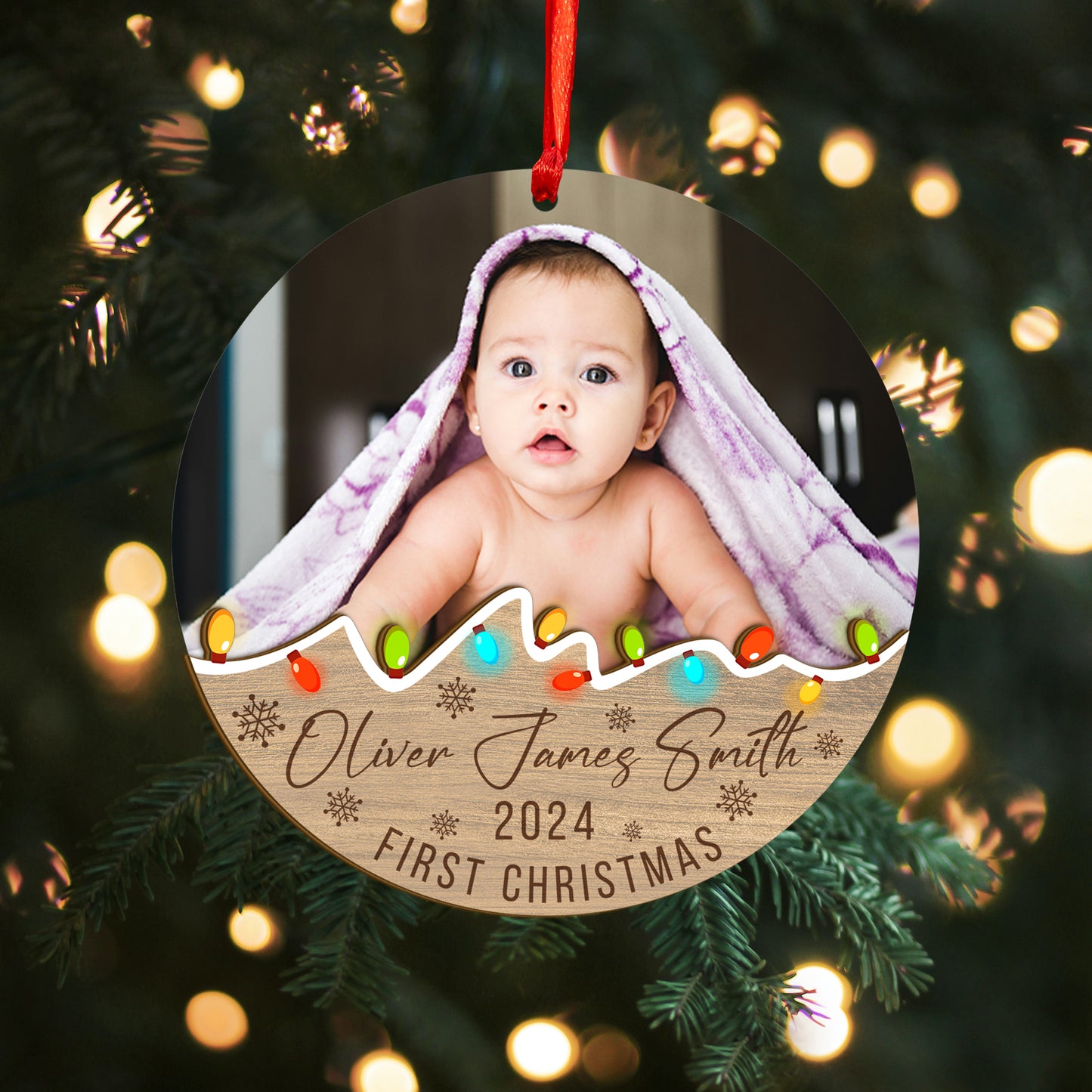 Custom Baby Photo Wood and Acrylic Ornament