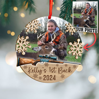 Custom Hunting Photo Borderless Wood and Acrylic Ornament