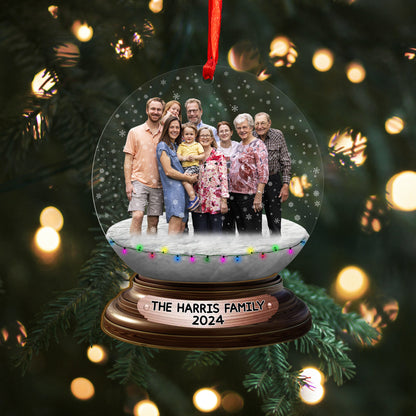 Custom Photo Family Snowball Wood and Acrylic Ornament