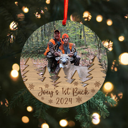 Custom Photo Hunting Wood and Acrylic Ornament