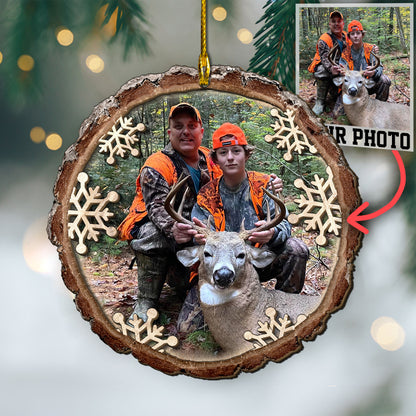 Custom Hunting Photo 2-Layers Wood Ornament