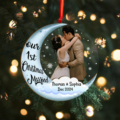 Custom Couple Photo Wood and Acrylic Ornament