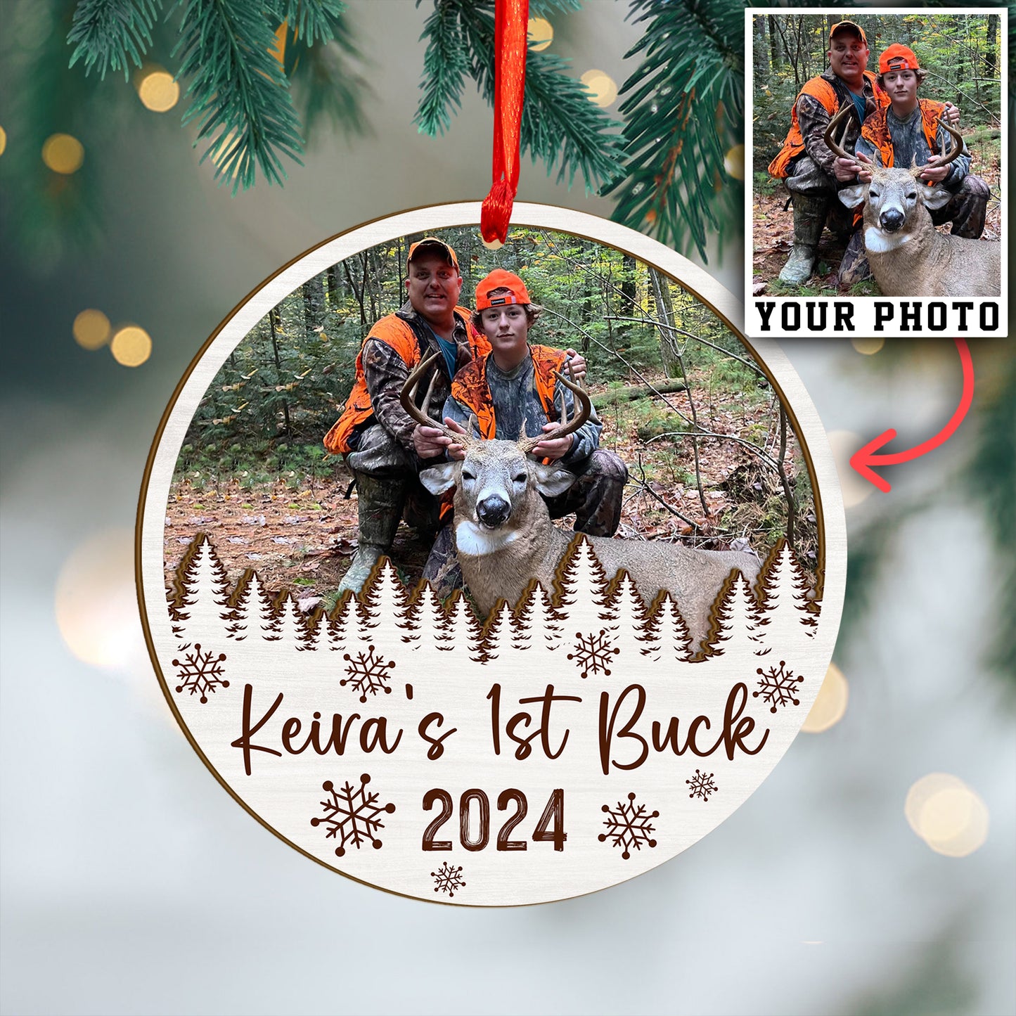 Custom Hunting Photo Wood and Acrylic Ornament