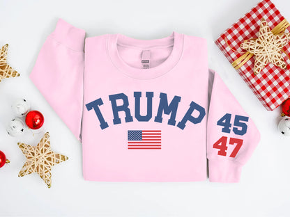 Trump 45 47 American Flag College Shirt