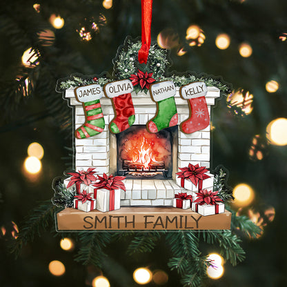 Custom Family Names Wood and Acrylic Ornament