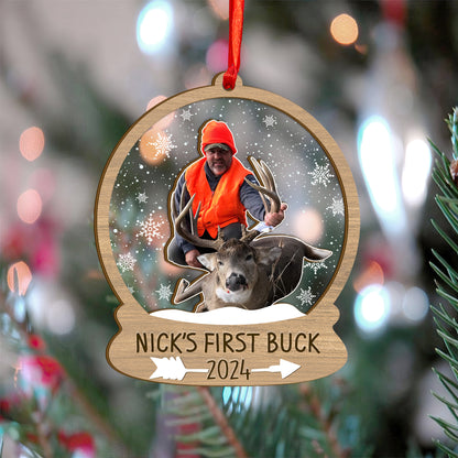 Custom Hunting Photo Snowball Wood and Acrylic Ornament