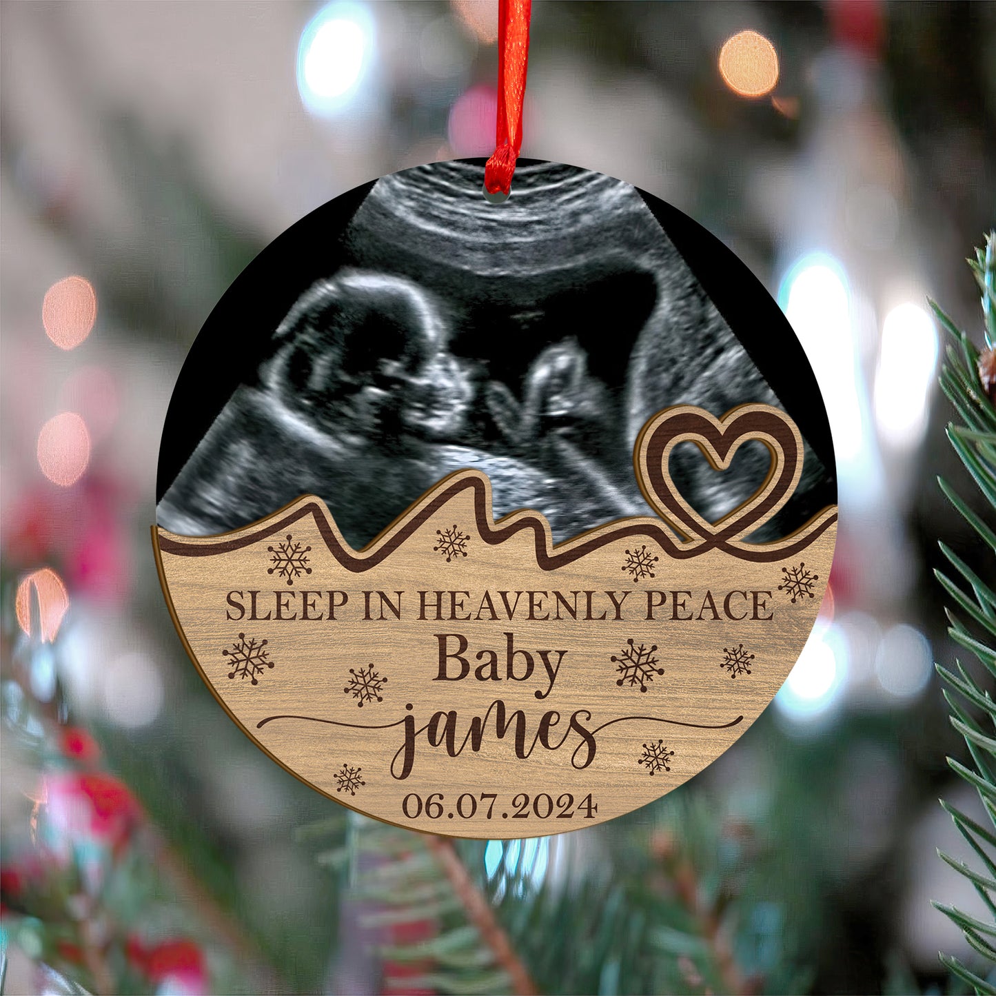 Custom Memorial Baby Photo Wood and Acrylic Ornament