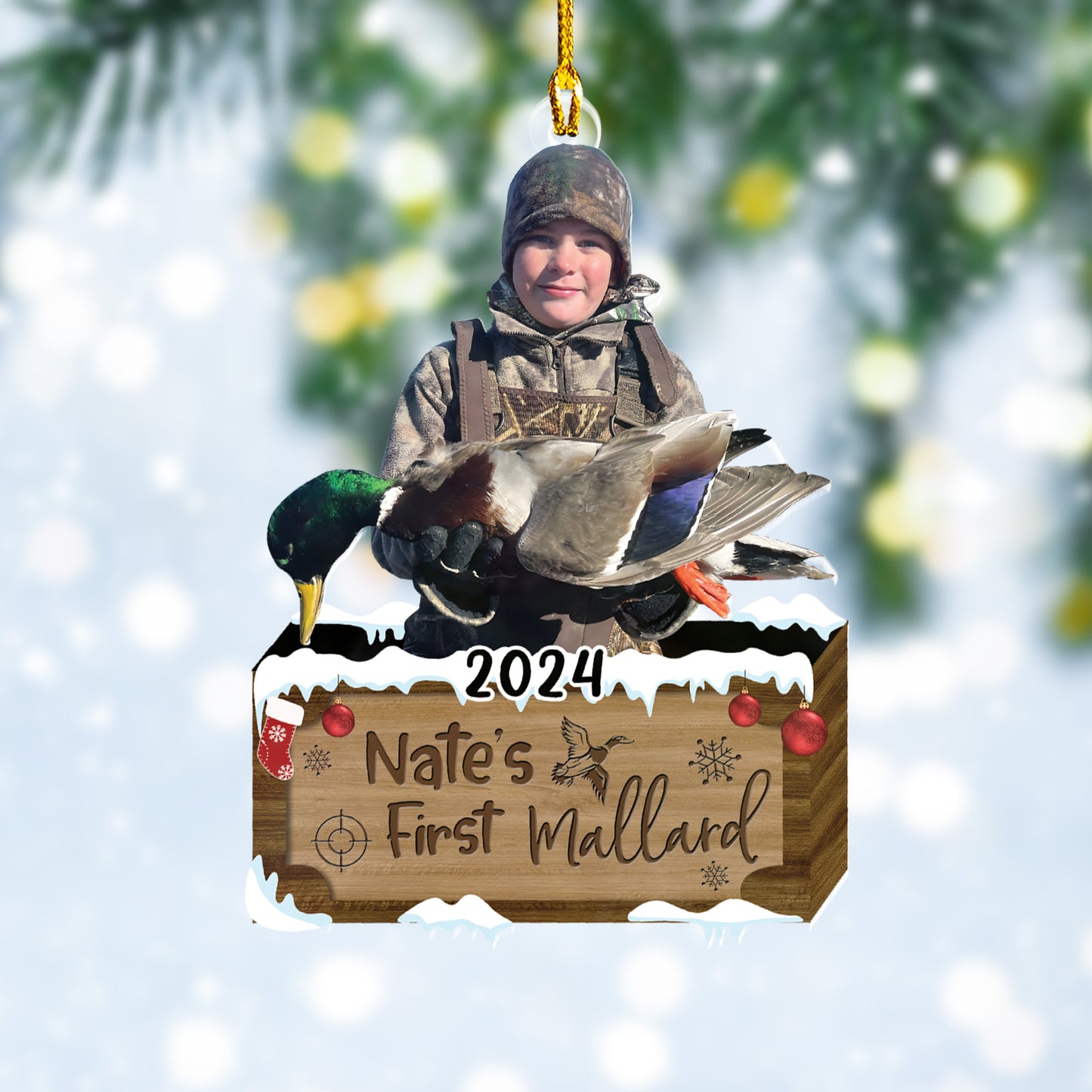 Custom Mallard Hunting Photo Ornament