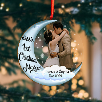 Custom Couple Photo Wood and Acrylic Ornament