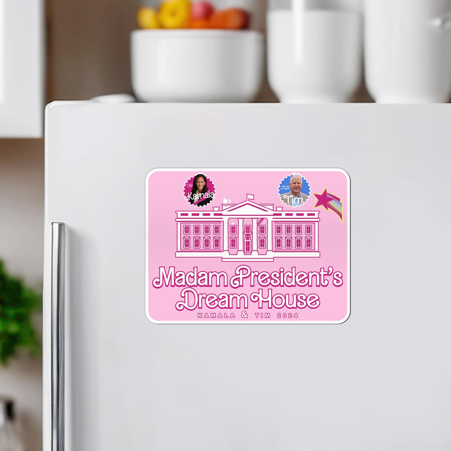 Madam President's Dream House Kamala & Tim 2024 Barbie Magnet