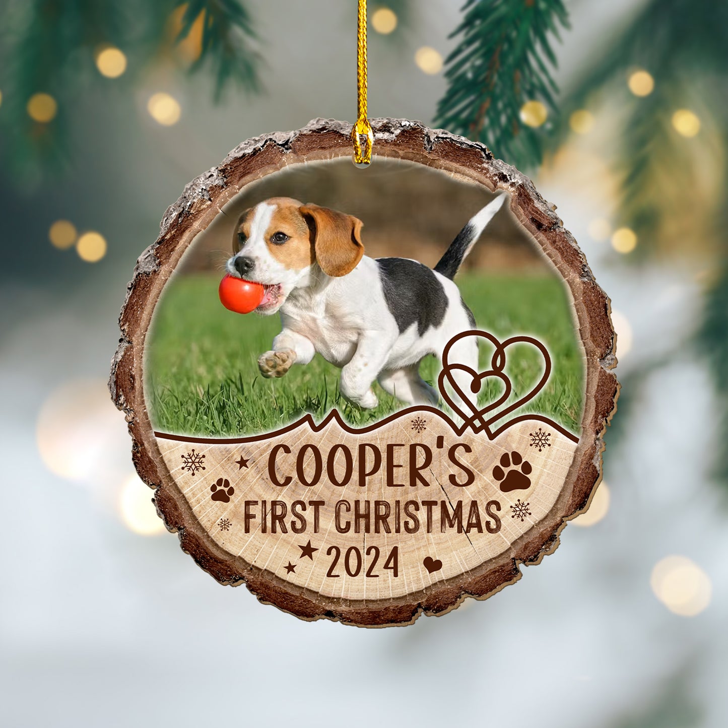 Custom Dog Photo Wood Ornament