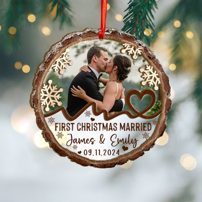 Custom Wedding Photo Wood and Acrylic Ornament