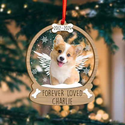 Custom Dog Memorial Photo Wood and Acrylic Ornament