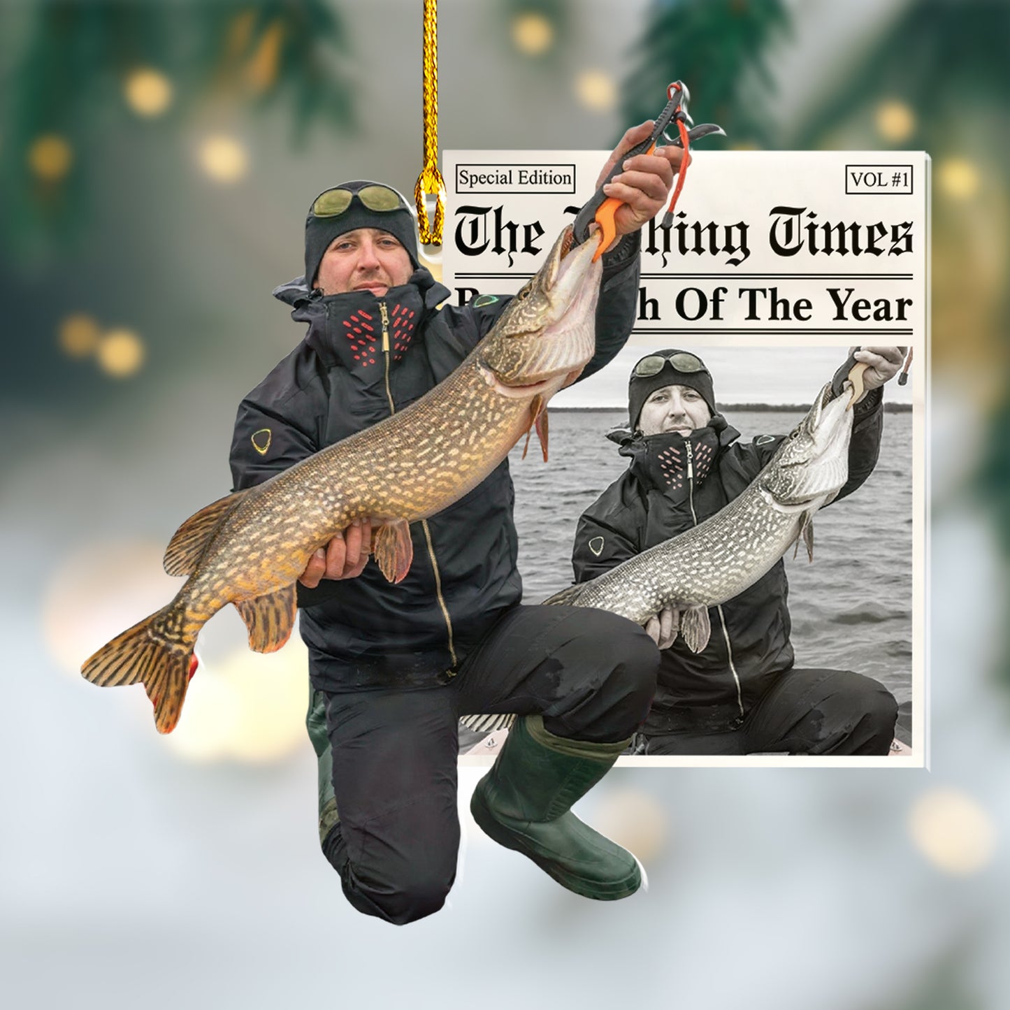 Custom Fishing Photo Newspaper Ornament