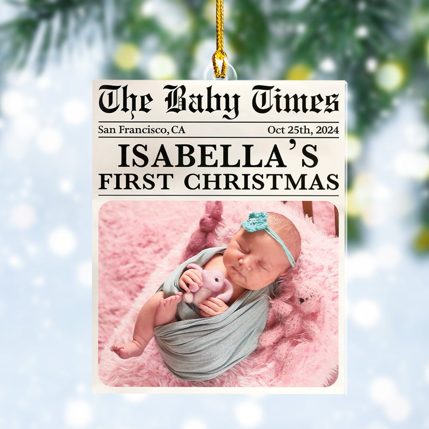 Custom Baby Photo Newspaper Ornament