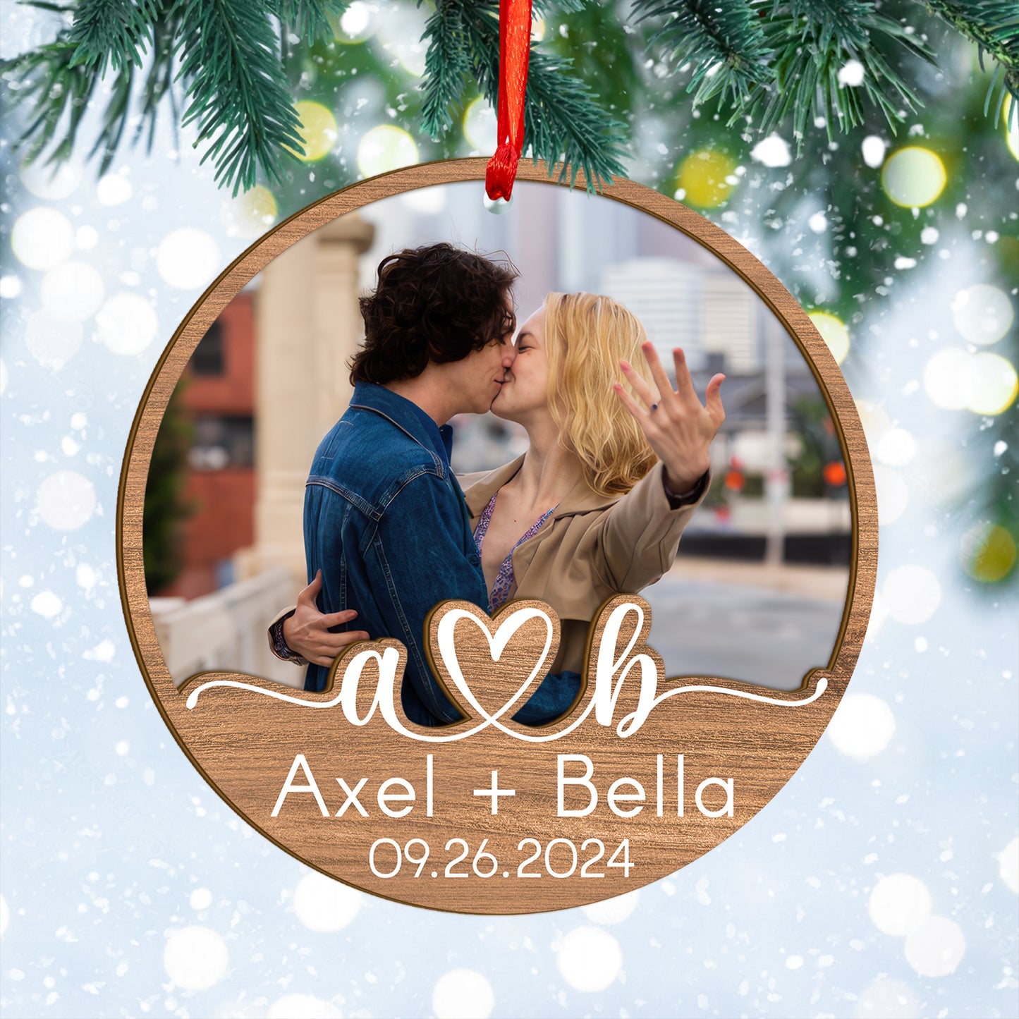 Custom Photo Couple Wood and Acrylic Ornament