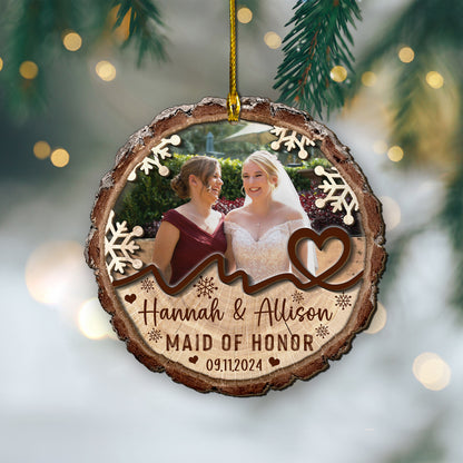 Custom Bridesmaids Photo 2-Layer Wood Ornament