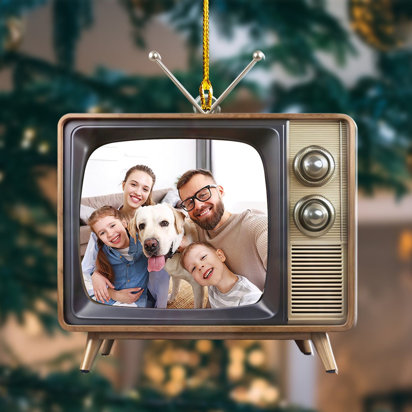 Custom Family Photo Retro Television Ornament