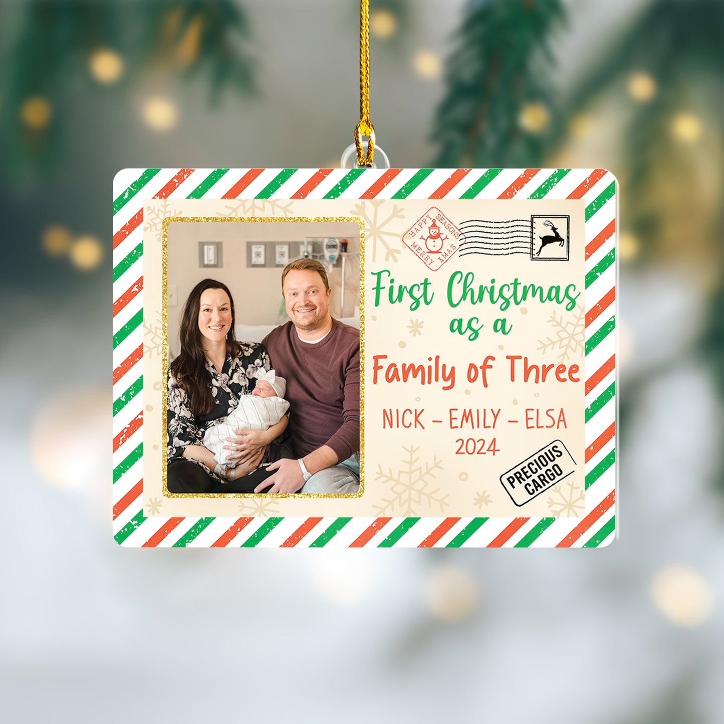 Custom Family Photo Letter From Santa Ornament