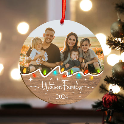 Custom Photo Family Wood and Acrylic Ornament