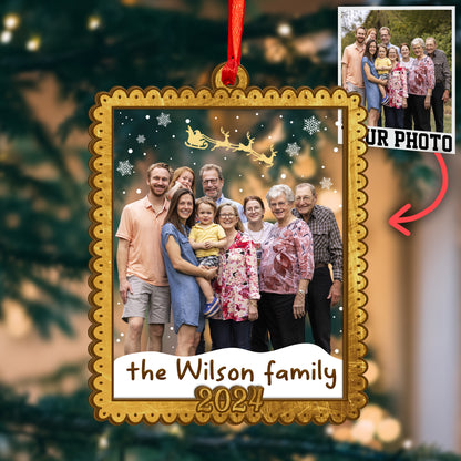 Custom Family Photo Wood and Acrylic Ornament