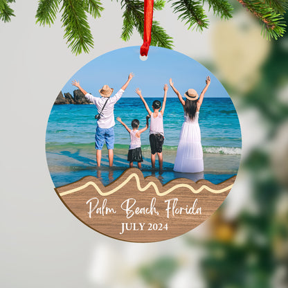 Custom Photo Family Travelling Wood and Acrylic Ornament