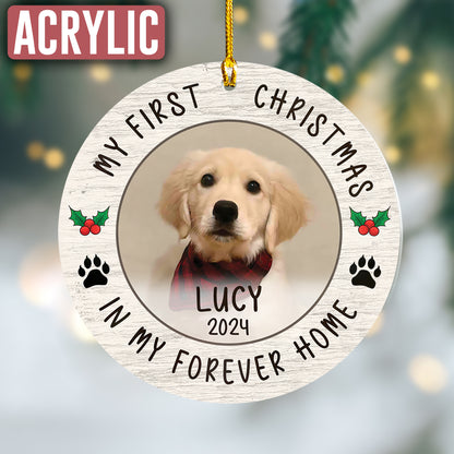 Custom Photo Dog First Christmas Ornament