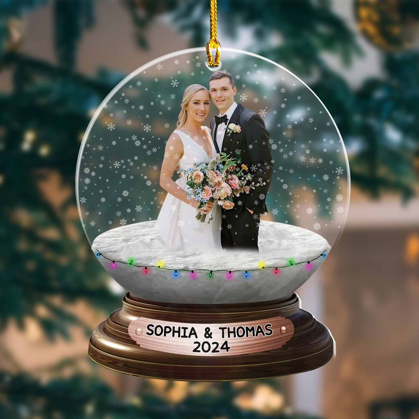 Custom Wedding Photo Snowball Ornament