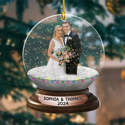 Custom Wedding Photo Snowball Ornament