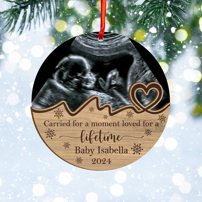 Custom Ultrasound Memorial Photo Wood and Acrylic Ornament