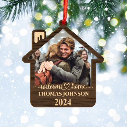 Custom Welcome Home Photo Wood and Acrylic Ornament