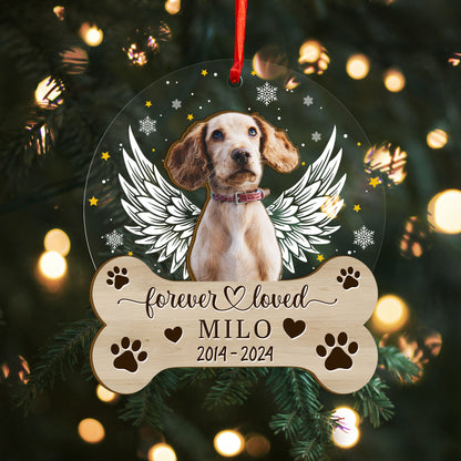 Custom Photo Memorial Dog Wood and Acrylic Ornament